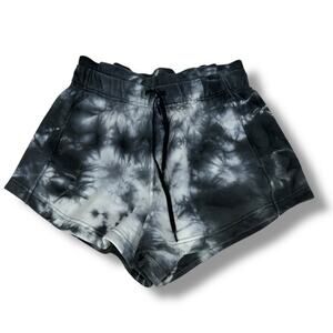 Lululemon Inner Glow Sweat Shorts Womens 4 Earth Stone Dark Gray Tie Dye Pull On